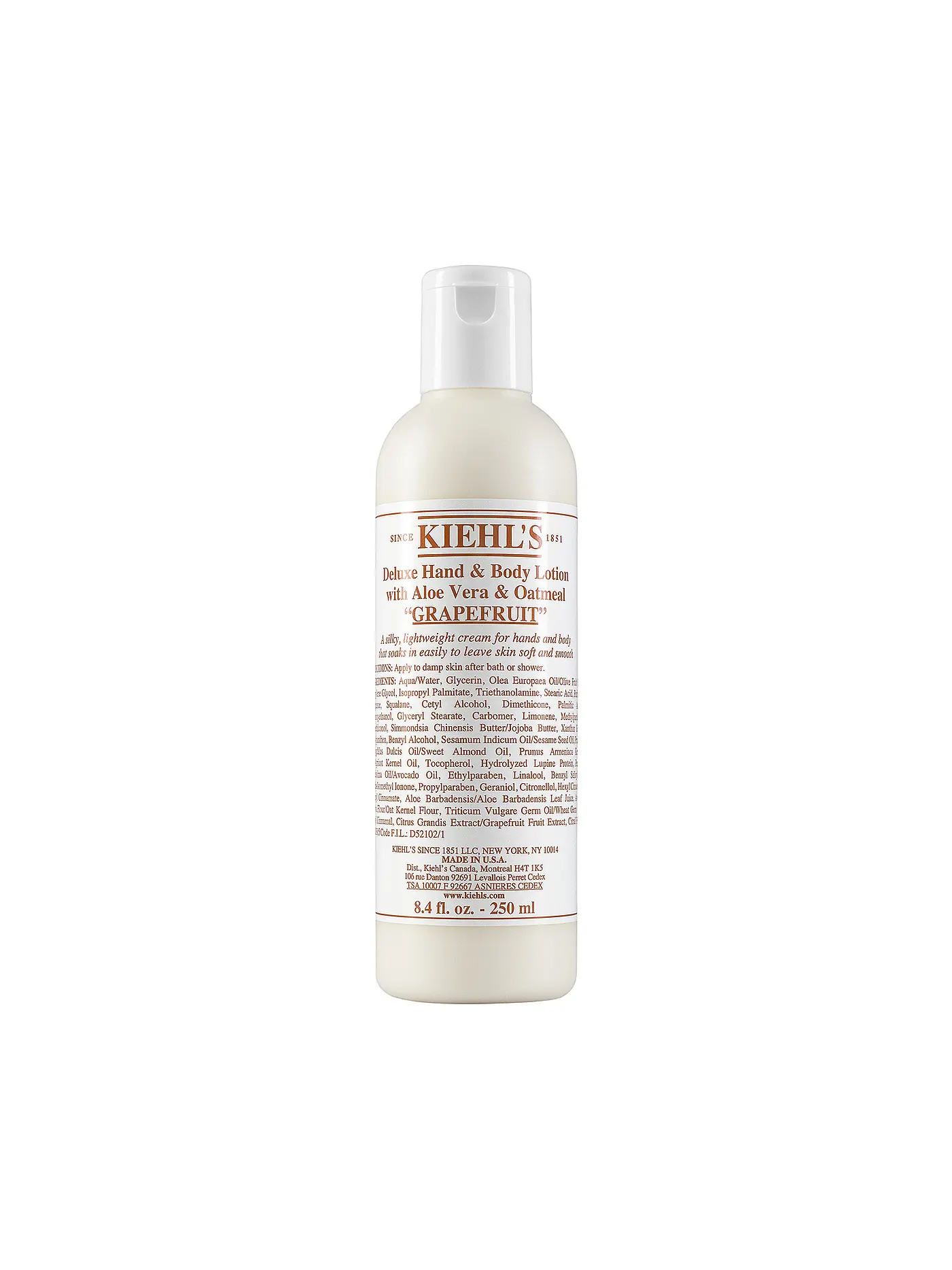 KIEHL'S | Deluxe Hand and Body Lotion with Aloe Vera and Oatmeal - Grapefruit 250ml | 